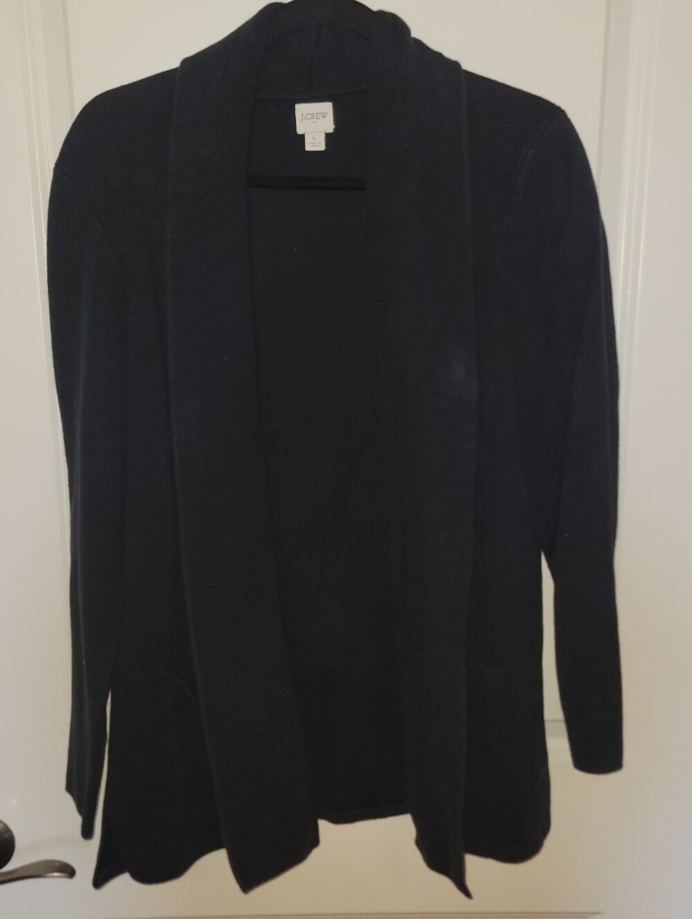 J. Crew Black Open-Front Shawl Cardigan